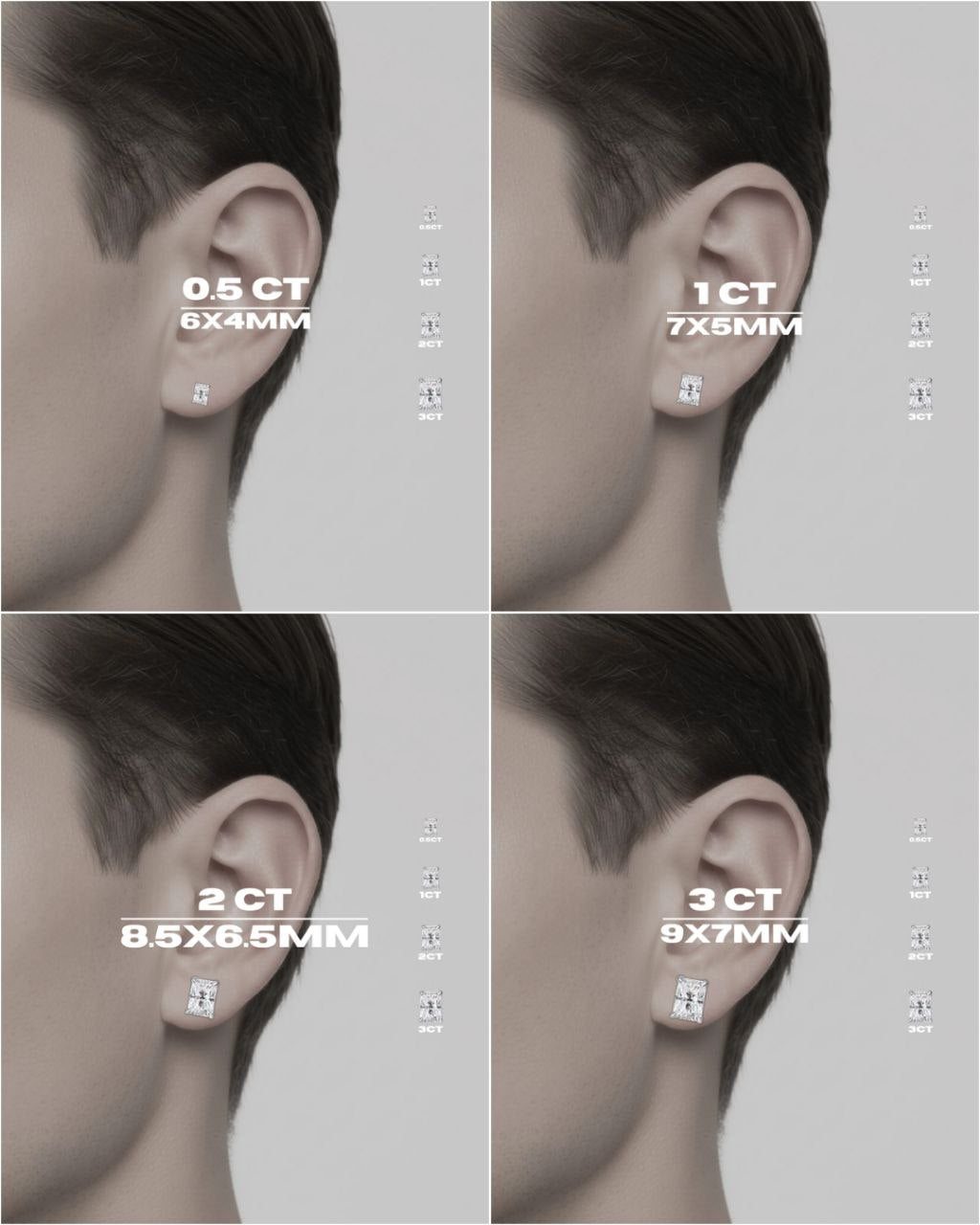 Orecchini Radiant Cut (Argento & Moissanite)