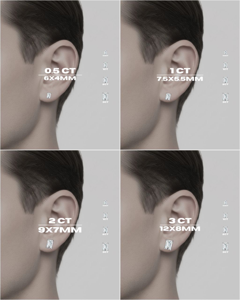 Orecchini Emerald Cut (Argento & Moissanite)