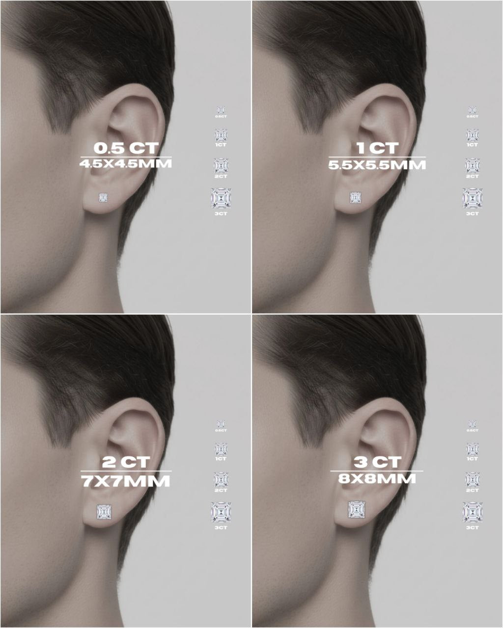 Orecchini Asscher Cut (Argento & Moissanite)