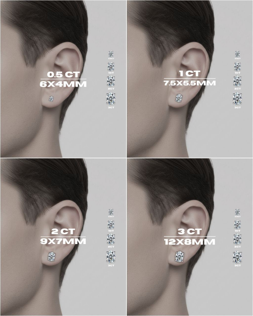 Orecchini Oval Cut (Argento & Moissanite)