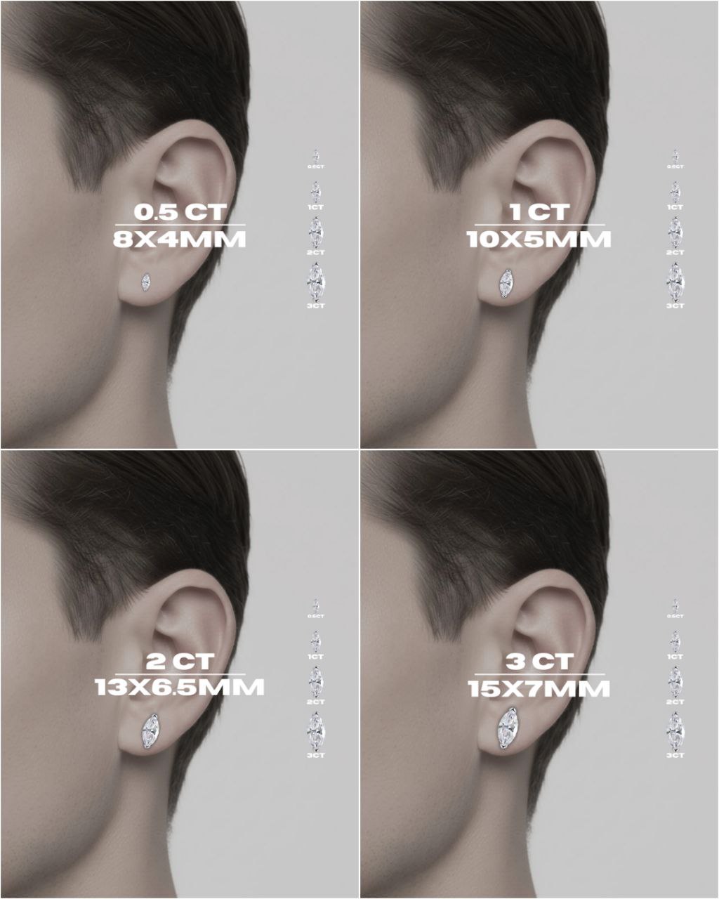 Orecchini Marquise Cut (Argento & Moissanite)