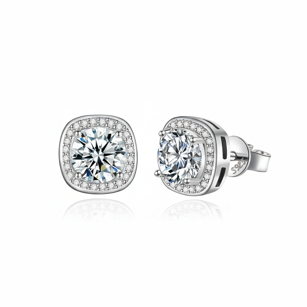Moissanite - Orecchini a perno per donne e uomini, colore D da 1 carato VVS1, colore rosa/blu/verde, con diamante a taglio rotondo, regalo per Moissanite - Orecchini a perno per donne e uomini, colore D da 1 carato VVS1, colore rosa/blu/verde, con diamante a taglio rotondo, regalo per