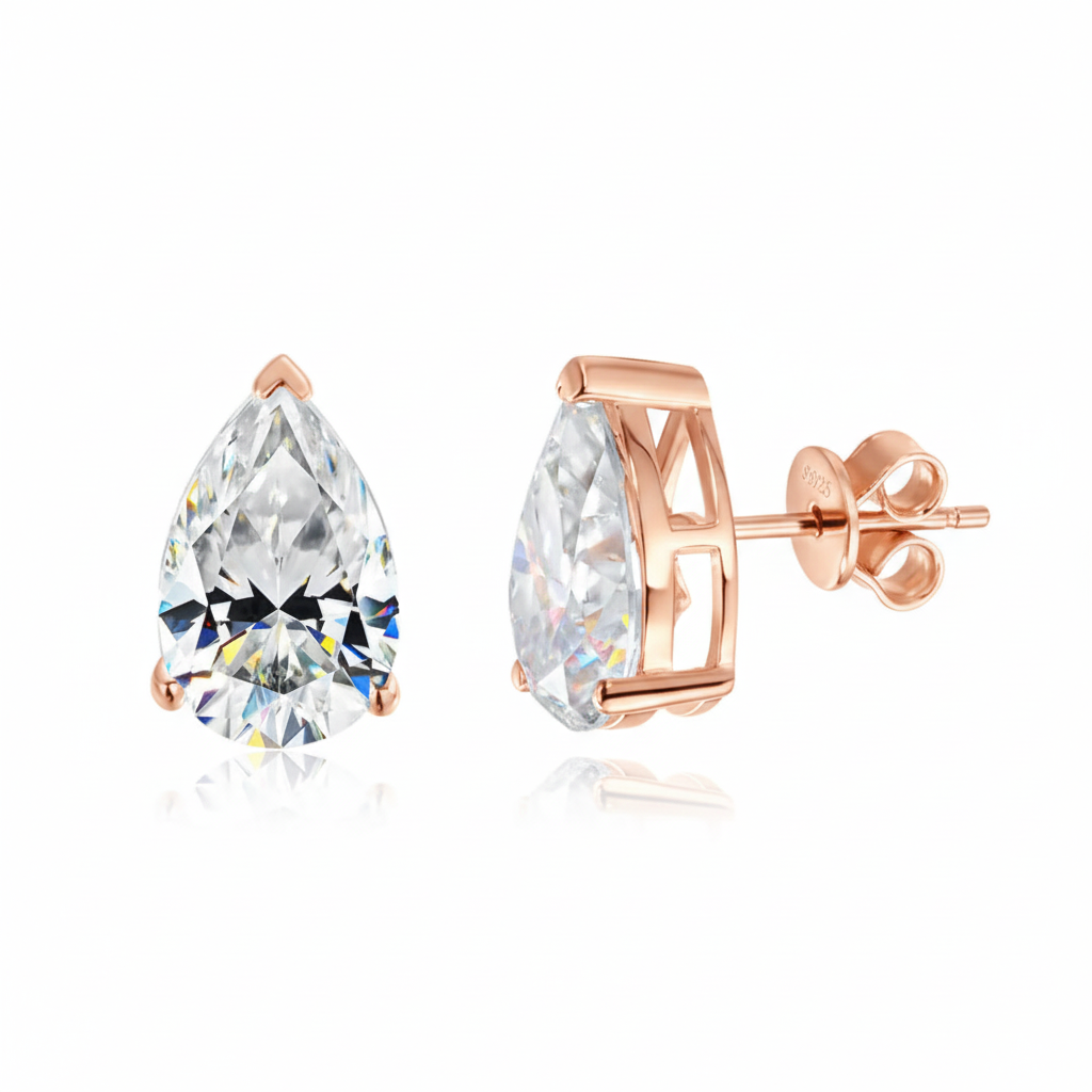 Orecchini Pear Cut (Argento & Moissanite)