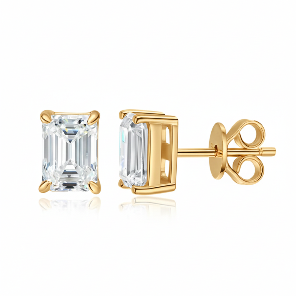 Orecchini Emerald Cut (Argento & Moissanite)