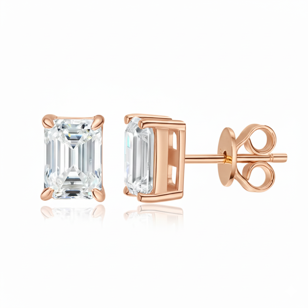 Orecchini Radiant Cut (Argento & Moissanite)