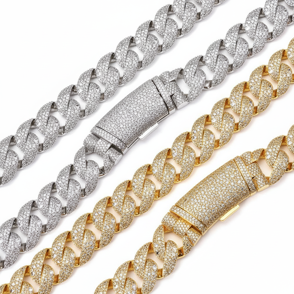 Collana Cuban Long Clasp Mosaic Mixed