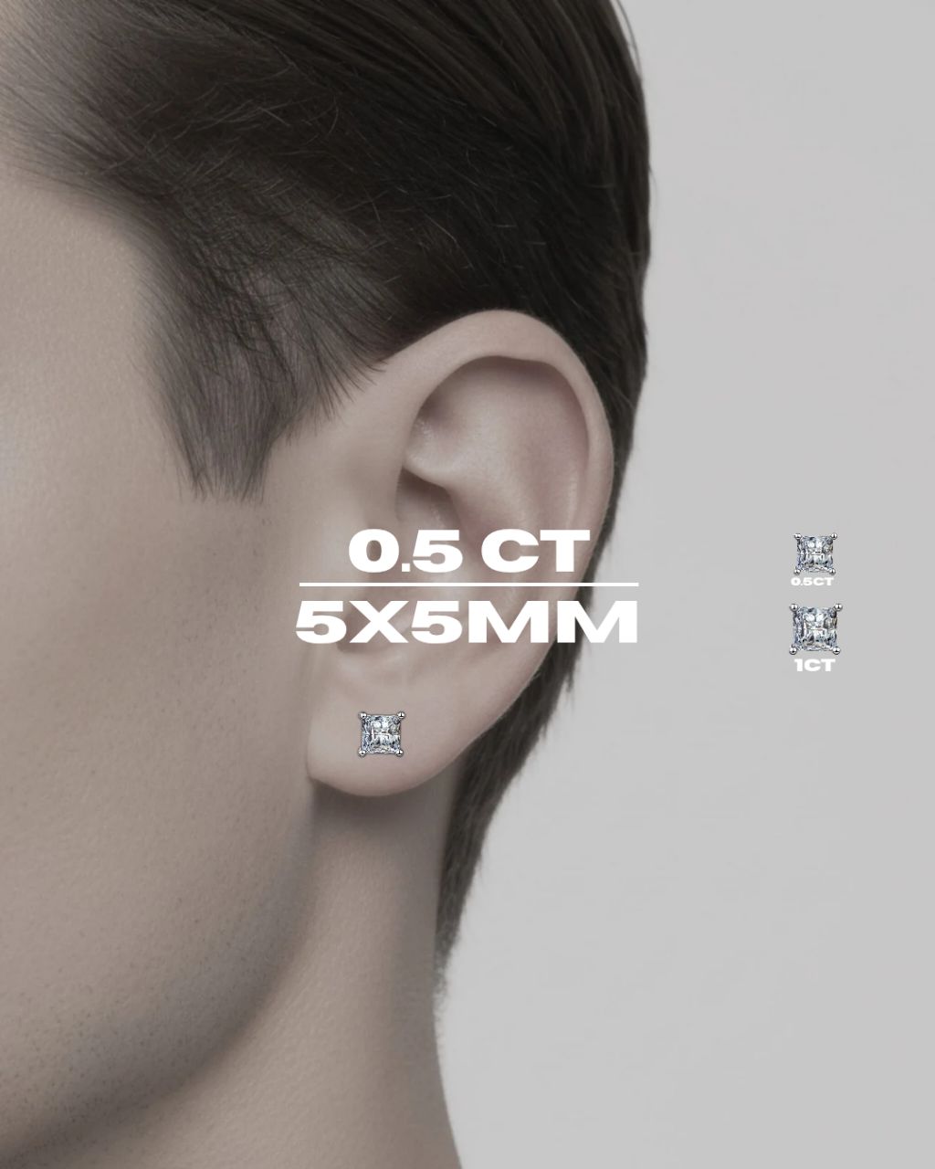 Orecchini Princess Cut (Argento & Moissanite)