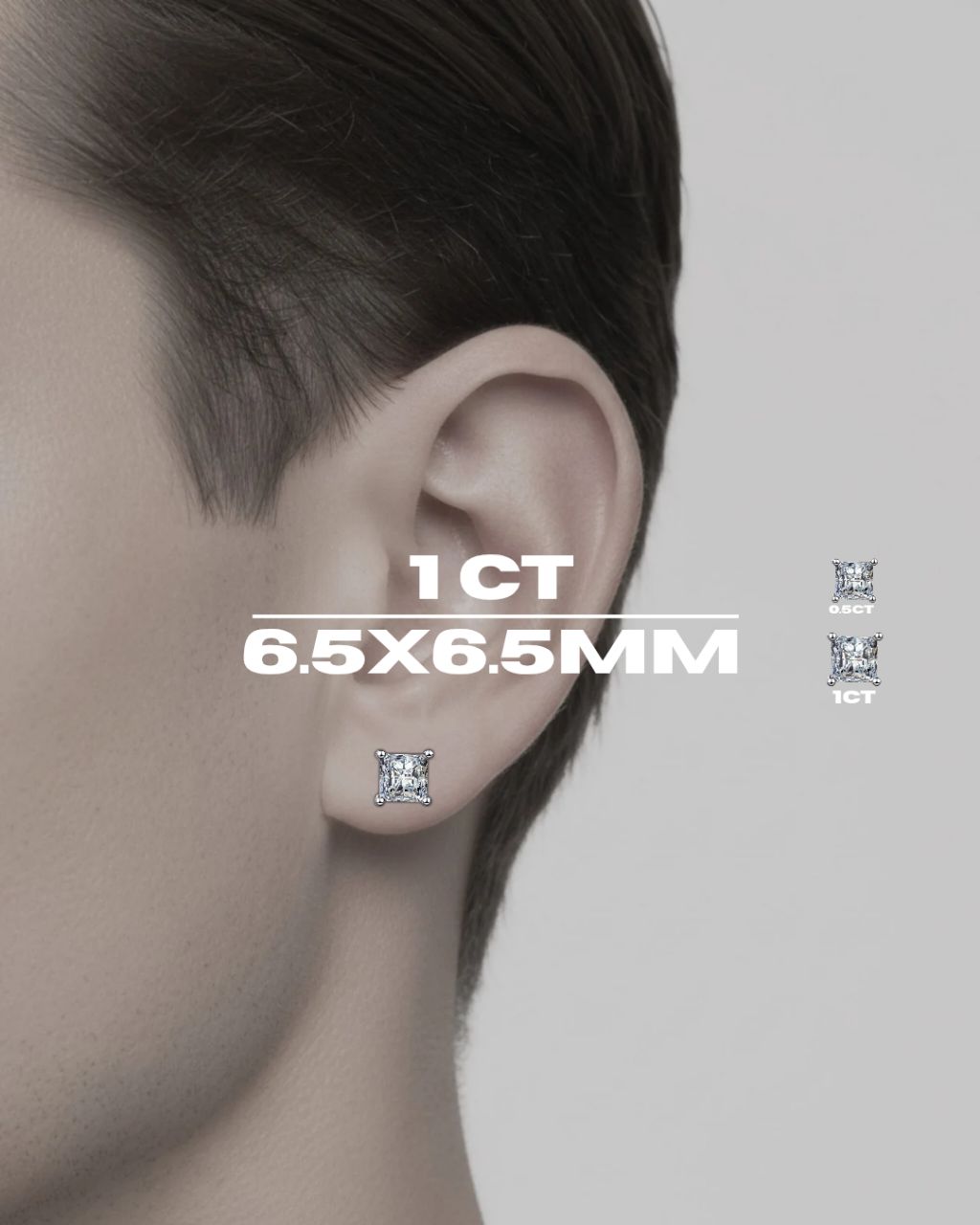 Orecchini Princess Cut (Argento & Moissanite)